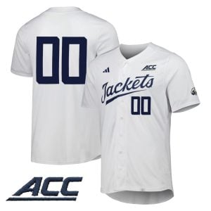 Custom Georgia Tech Yellow Jackets Baseball White Home Jersey w/ ACC Patch - All Stitched