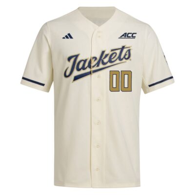Alternative view of Custom Georgia Tech Yellow Jackets Baseball Gold Standard Jersey w/ ACC Patch - All Stitched