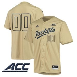 Custom Georgia Tech Yellow Jackets Baseball Gold Jersey w/ ACC Patch - All Stitched