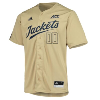 Alternative view of Custom Georgia Tech Yellow Jackets Baseball Gold Jersey w/ ACC Patch - All Stitched