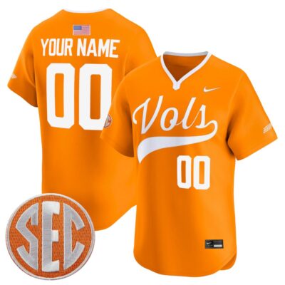 Custom Tennessee Volunteers Baseball Tennessee Orange Limited Jersey w/ SEC Patch - All Stitched