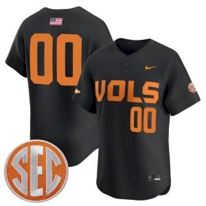 Custom Tennessee Volunteers Baseball Black Limited Jersey w/ SEC Patch - All Stitched