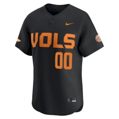 Alternative view of Custom Tennessee Volunteers Baseball Black Limited Jersey w/ SEC Patch - All Stitched