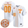 Custom Tennessee Volunteers Baseball White Limited Jersey w/ SEC Patch - All Stitched