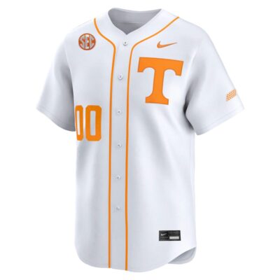 Alternative view of Custom Tennessee Volunteers Baseball White Limited Jersey w/ SEC Patch - All Stitched