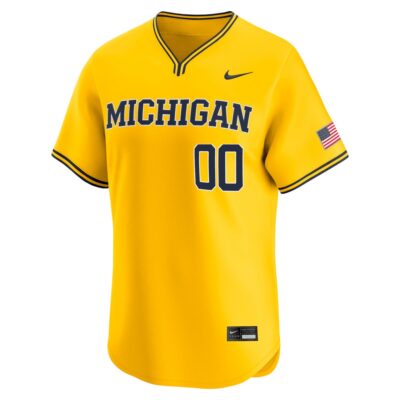 Alternative view of Custom Michigan Wolverines Baseball Maize Alternate Limited Jersey - All Stitched