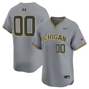 Custom Michigan Wolverines Baseball Grey Alternate Limited Jersey - All Stitched