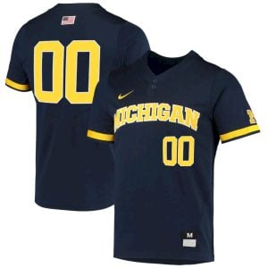 Custom Michigan Wolverines Baseball Navy Two Button Jersey - All Stitched
