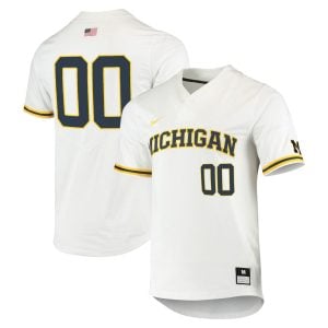 Custom Michigan Wolverines Baseball Two Button White Jersey - All Stitched