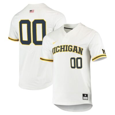 Custom Michigan Wolverines Baseball Two Button White Jersey - All Stitched