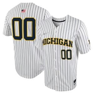 Custom Michigan Wolverines Baseball White Pinstripe Jersey - All Stitched