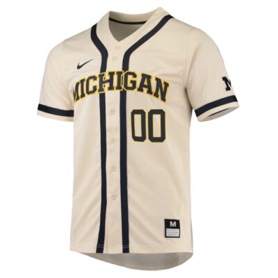 Alternative view of Custom Michigan Wolverines Baseball Natural Jersey - All Stitched