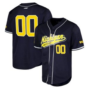 Custom Michigan Wolverines Baseball Navy Retro Jersey - All Stitched