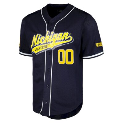 Alternative view of Custom Michigan Wolverines Baseball Navy Retro Jersey - All Stitched