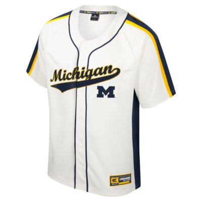 Alternative view of Custom Michigan Wolverines Baseball Colosseum Cream Ruth Jersey - All Stitched