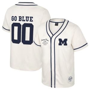 Custom Michigan Wolverines Baseball Colosseum White Hunter Seeker Jersey - All Stitched
