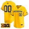 Custom Michigan Wolverines Baseball Maize Alternate Limited Jersey w/ B1G Patch - All Stitched