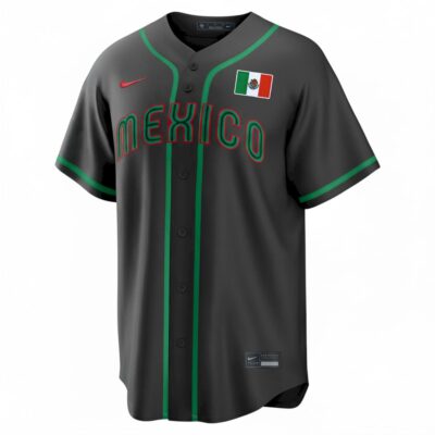 Alternative view of Custom Mexico Baseball 2026 World Baseball Classic Black Limited Jersey – All Stitched