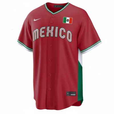 Alternative view of Custom Mexico Baseball 2026 World Baseball Classic Red Alternate Limited Jersey – All Stitched