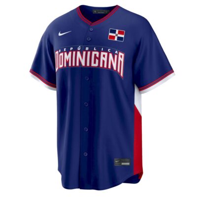 Alternative view of Custom Dominican Republic Baseball 2026 World Baseball Classic Royal Limited Jersey – All Stitched