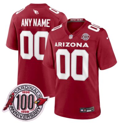 Custom Arizona Cardinals 100th Anniversary Cardinal Game Jersey - All Stitched