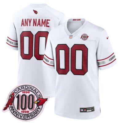 Custom Arizona Cardinals 100th Anniversary White Game Jersey - All Stitched