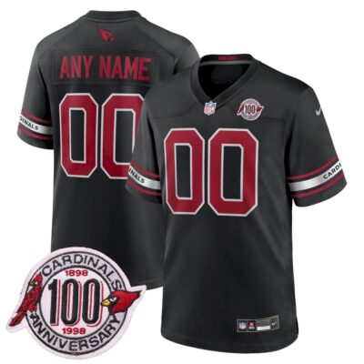 Custom Arizona Cardinals 100th Anniversary Black Game Jersey - All Stitched