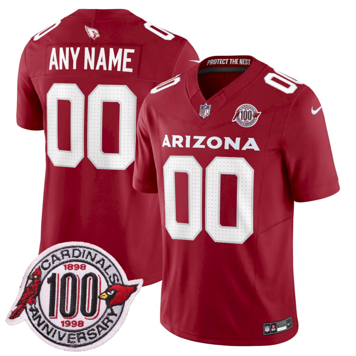 Custom Arizona Cardinals 100th Anniversary Cardinal Vapor F.U.S.E Limited Jersey - All Stitched