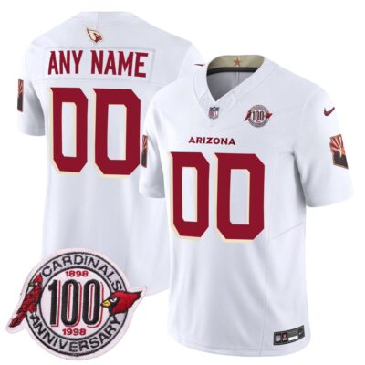 Custom Arizona Cardinals 100th Anniversary White Rivalries Vapor F.U.S.E Limited Jersey - All Stitched