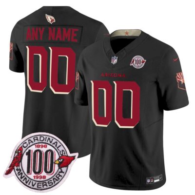 Custom Arizona Cardinals 100th Anniversary Black Rivalries Vapor F.U.S.E Limited Jersey - All Stitched
