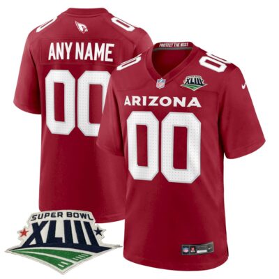 Custom Arizona Cardinals SBXLIII Cardinal Game Jersey - All Stitched