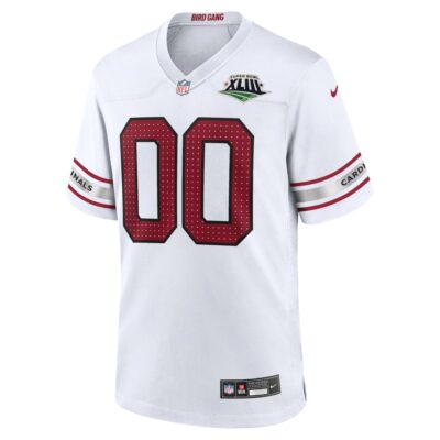 Alternative view of Custom Arizona Cardinals SBXLIII White Game Jersey - All Stitched