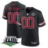 Custom Arizona Cardinals SBXLIII Black Game Jersey - All Stitched