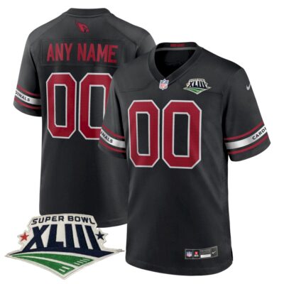 Custom Arizona Cardinals SBXLIII Black Game Jersey - All Stitched