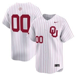 Custom Oklahoma Sooners Baseball White Pinstripe Limited Jersey - All Stitched