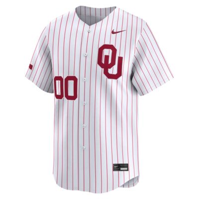 Alternative view of Custom Oklahoma Sooners Baseball White Pinstripe Limited Jersey - All Stitched