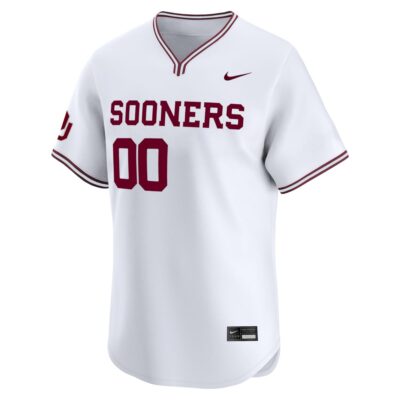 Alternative view of Custom Oklahoma Sooners Baseball White Limited Jersey - All Stitched