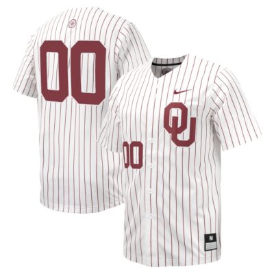 Custom Oklahoma Sooners Baseball White Pinstripe Game Jersey - All Stitched