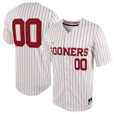 Custom Oklahoma Sooners Baseball White Pinstripe Game Jersey - All Stitched
