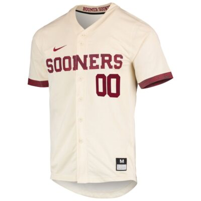 Alternative view of Custom Oklahoma Sooners Baseball Natural Game Jersey - All Stitched
