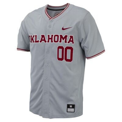 Alternative view of Custom Oklahoma Sooners Baseball Grey Game Jersey - All Stitched
