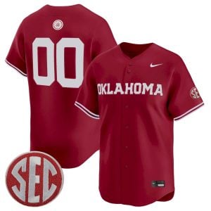 Custom Oklahoma Sooners Baseball Crimson Limited Jersey w/ SEC Patch - All Stitched