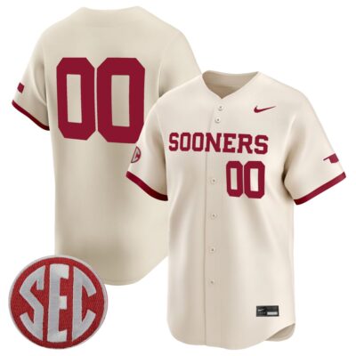 Custom Oklahoma Sooners Baseball Natural Limited Jersey w/ SEC Patch - All Stitched