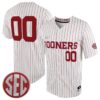 Custom Oklahoma Sooners Baseball White Pinstripe Game Jersey w/ SEC Patch - All Stitched