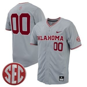 Custom Oklahoma Sooners Baseball Grey Game Jersey w/ SEC Patch - All Stitched