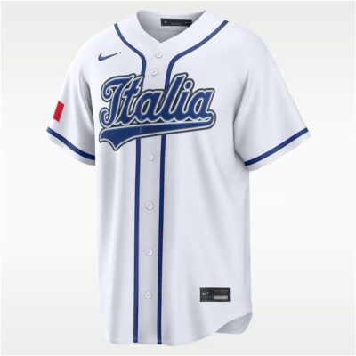 Alternative view of Italy Baseball 2026 World Baseball Classic White Home Jersey – All Stitched