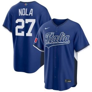 Aaron Nola Italy Baseball 2026 World Baseball Classic Royal Road Jersey – All Stitched
