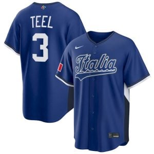 Kyle Teel Italy Baseball 2026 World Baseball Classic Royal Road Jersey – All Stitched