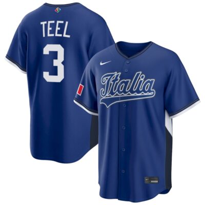 Kyle Teel Italy Baseball 2026 World Baseball Classic Royal Road Jersey – All Stitched