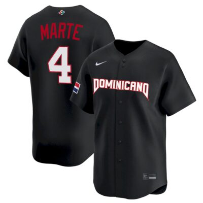 Ketel Marte Dominican Republic Baseball 2026 World Baseball Classic Black Heritage Jersey – All Stitched